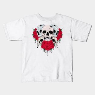 Dripping skulls and roses Kids T-Shirt